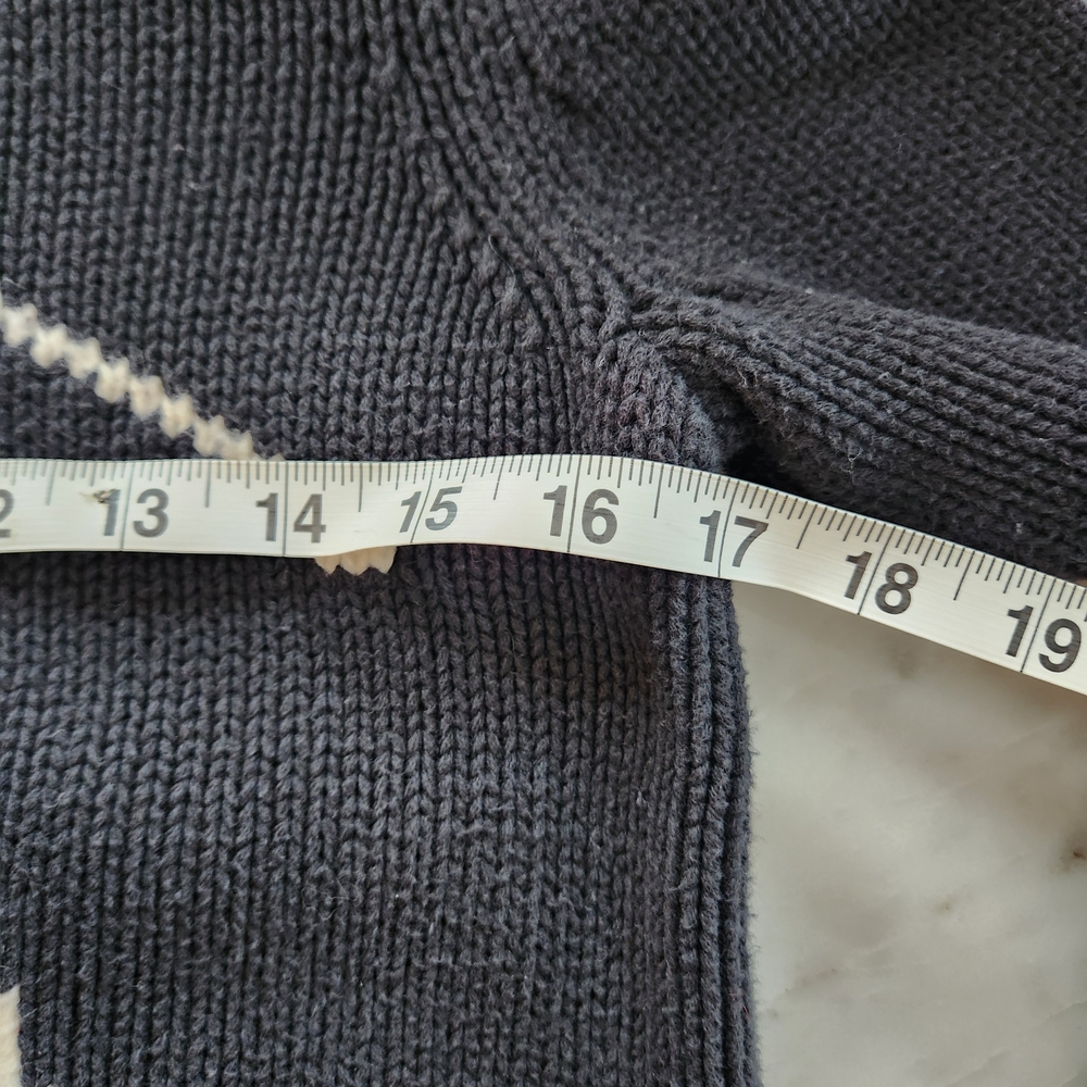 Vintage Tommy Hilfiger Navy Cotton Wool Ski Turtleneck Sweater SZ M Preppy Cabin - Picture 7 of 9